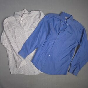 Lot(2) Brooks Brothers Dress Shirt Traditional Fit Button Down Long Sleeve 17-35